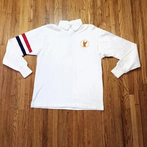 Columbia knit Mens Rugby Long Sleeve Polo Made In USA size L Vintage United Stat